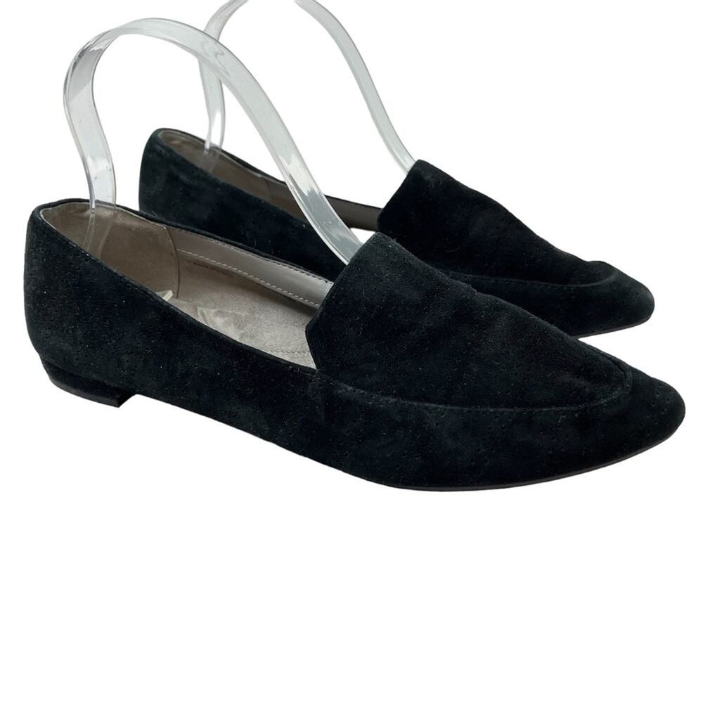 AEROSOLES Black Genuine Leather Suede GIRLFRIEND Point Toe Flats Loafers sz 8.5